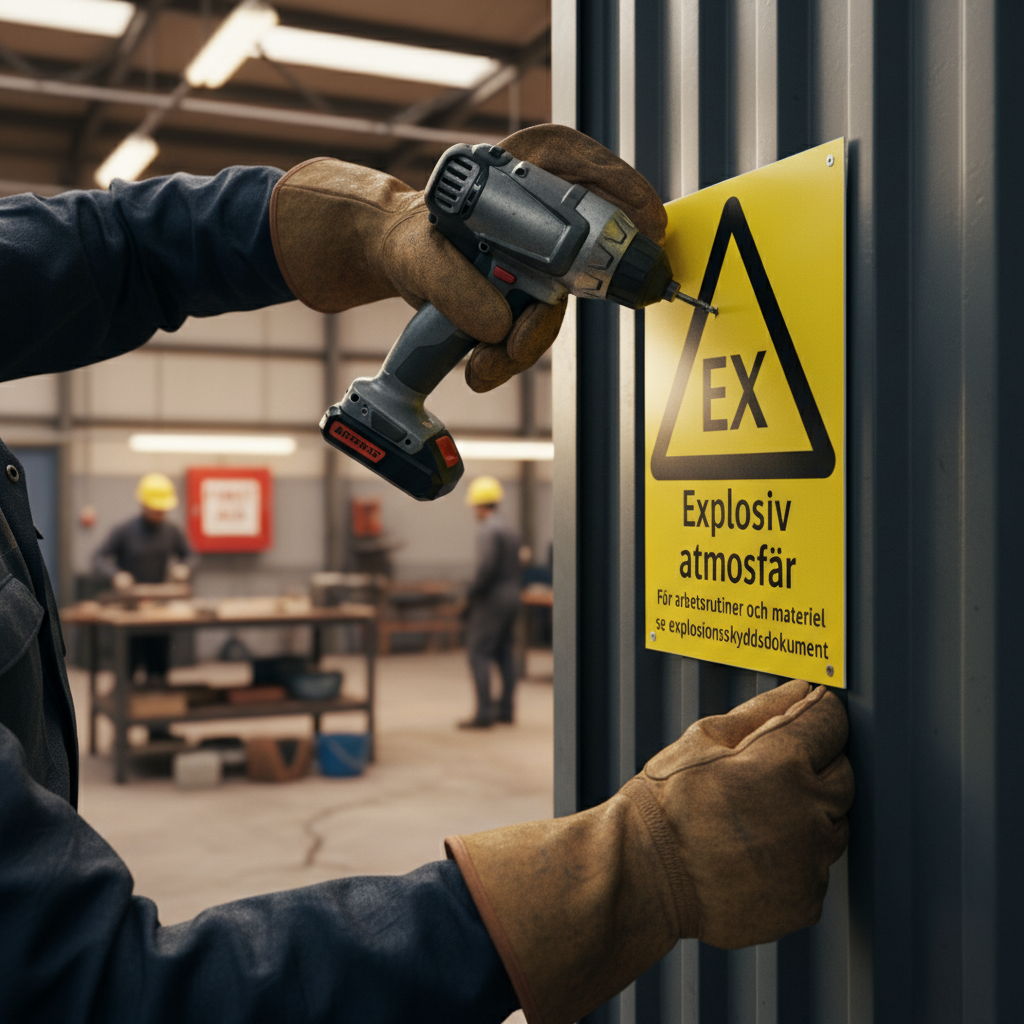 Premium Warning Sign for Explosive Atmosphere - Durable Materials with Multiple Mounting Options