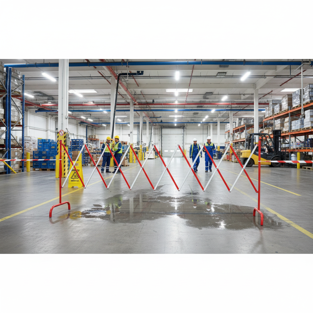 Professional Steel Extending Safety Barrier with Lightweight Concertina Design, 1m Tall,... - side view | Barriers Co
