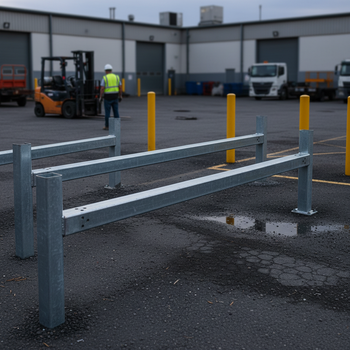 Premium 2.4m Open Box Beam Barrier Rail - Galvanised Steel with Impact Resistance for Industrial and Commercial Protection