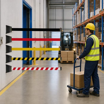 Wall Mounted Magnetic Barrier Belt for Industry & Warehousing (4.5 or 10m)