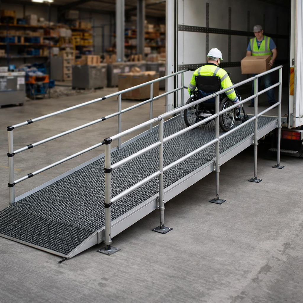 Modular Ramp Kit with Platform – 1500mm x 3300mm – Double Height Handrails – Wheelchair Access