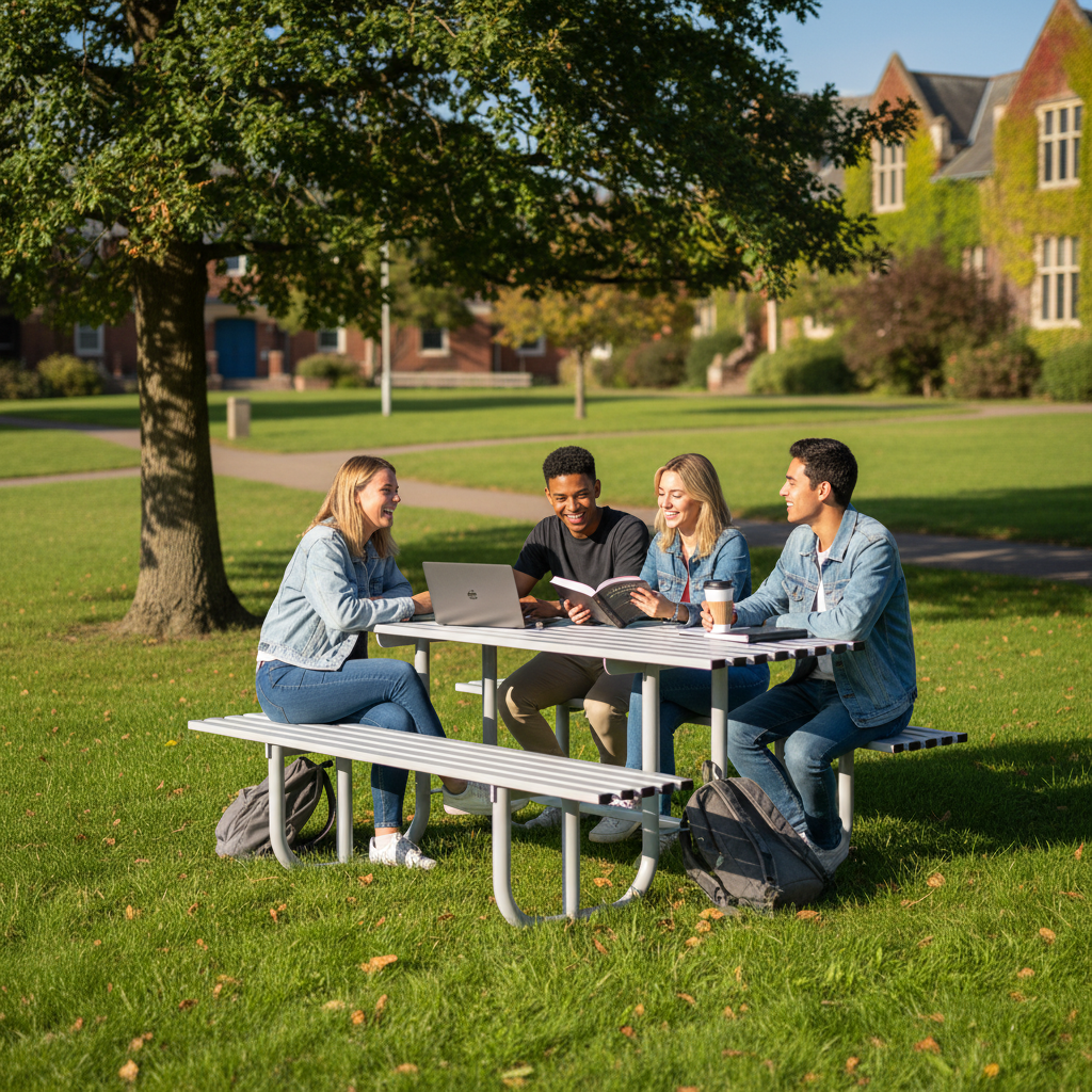 Premium Heavy Duty Picnic Bench with Galvanized Steel Construction, Stylish Slatted Design for... - side view | Barriers Co