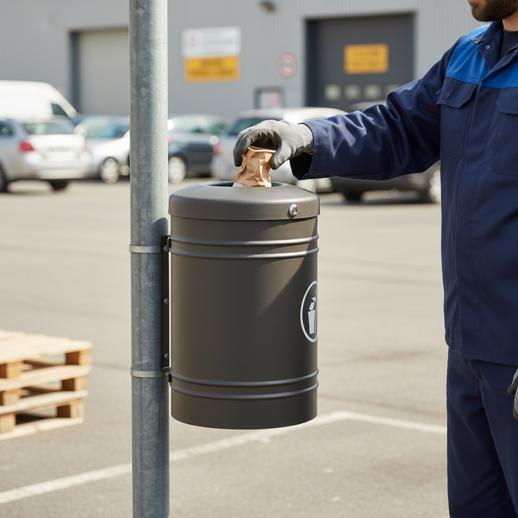 Premium 40L Outdoor Litter Bin with Self-Extinguishing Lid for Wall or Post Mounting | Barriers Co