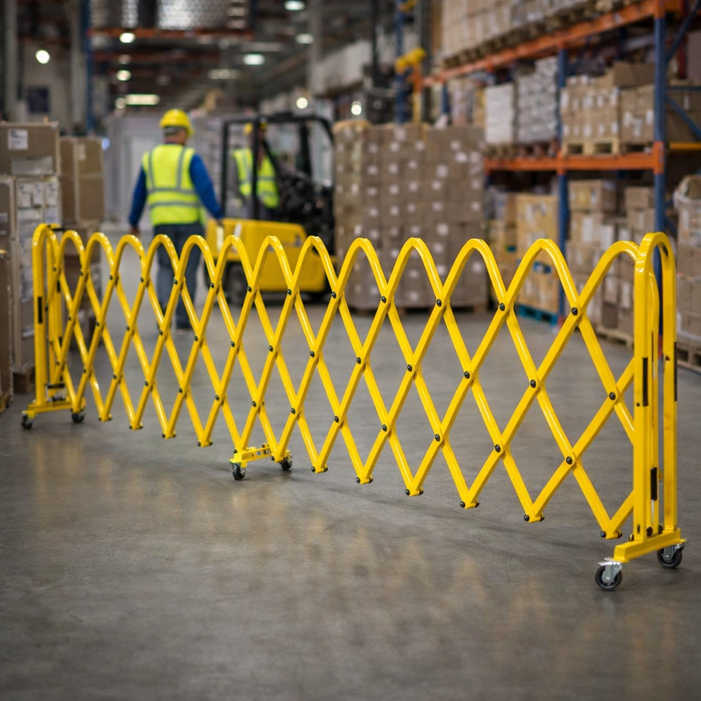 Extendable Safety Barrier – Yellow – Heavy Duty – Indoor/Outdoor Use