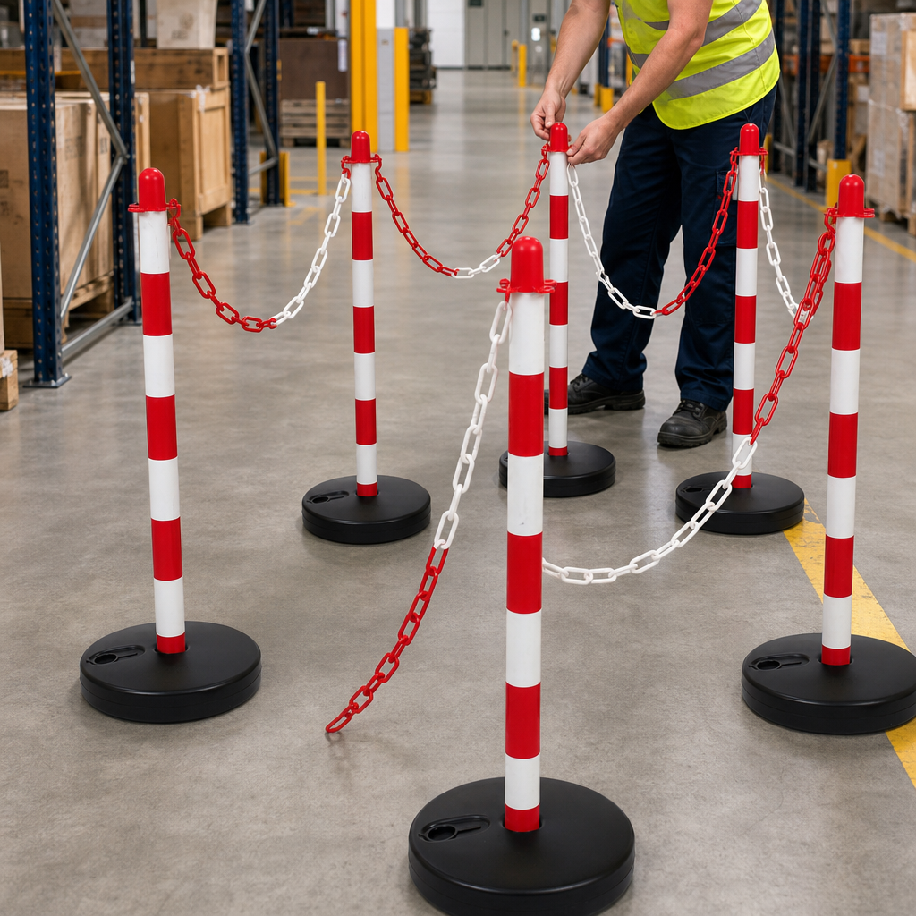 Guarda Post and Chain Kit with Polyethylene Chain for Traffic Management