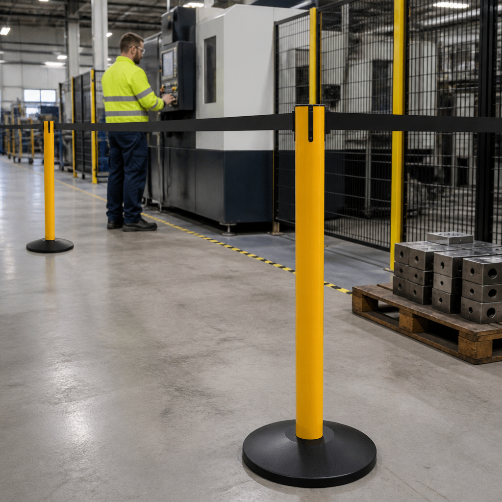 Heavy Duty Aluminium Belt Barrier System 4.9m for Factories