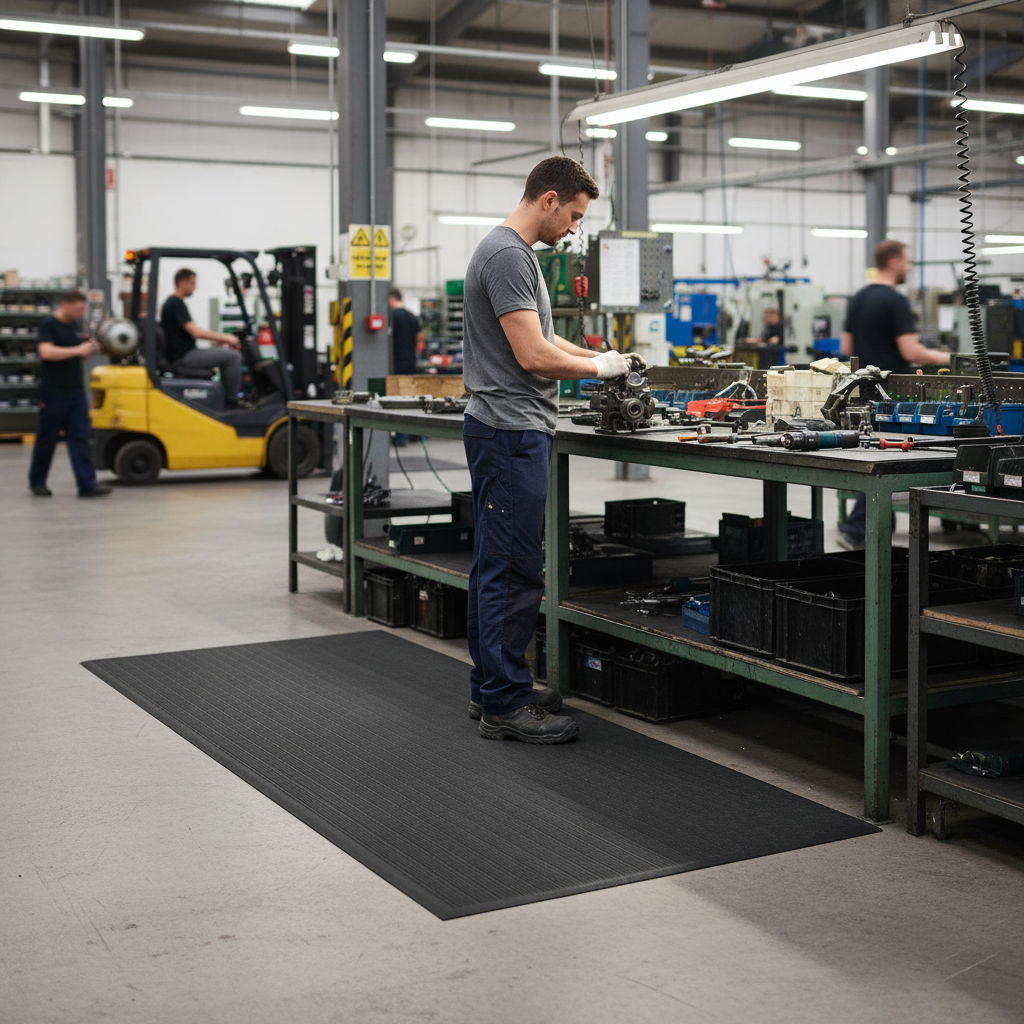 Premium Light Duty Anti-Fatigue Matting with Ribbed Surface for Enhanced Traction and Comfort... - side view | Barriers Co