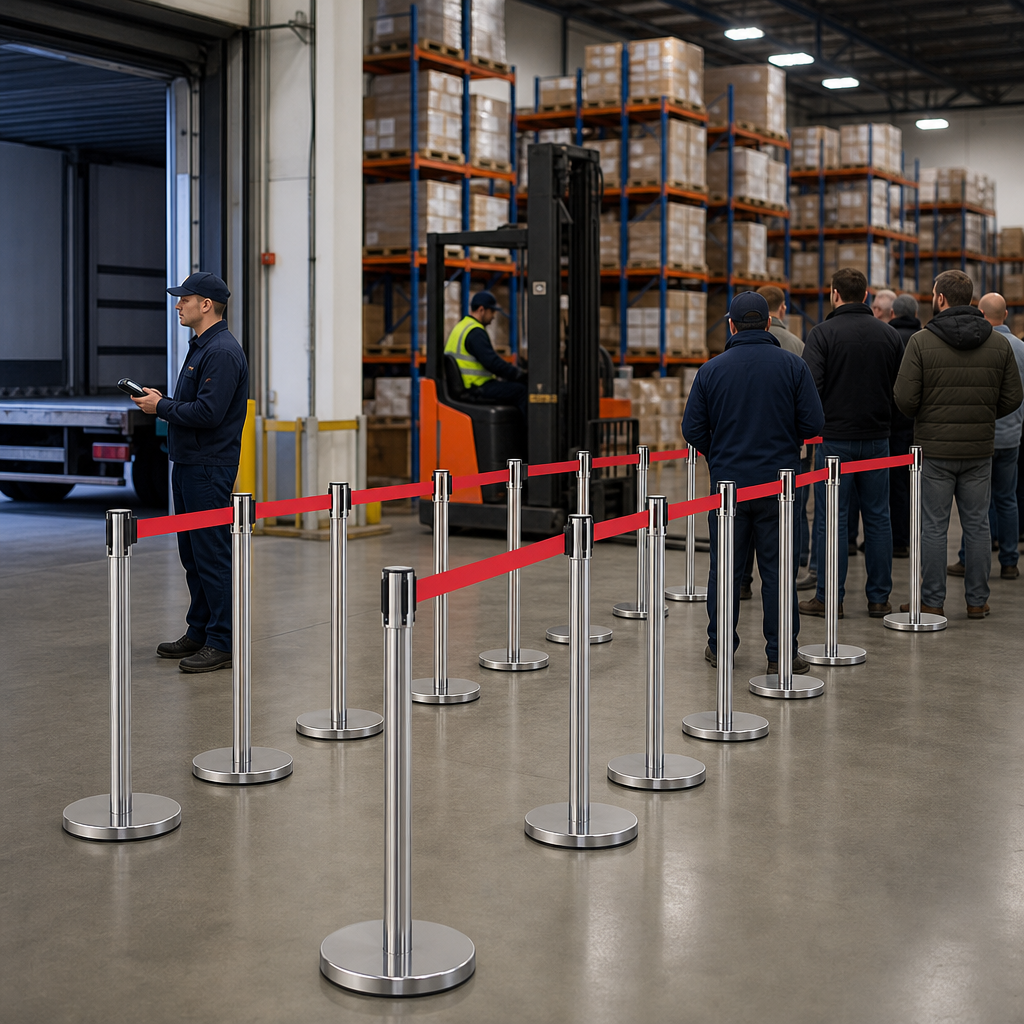 Belt Stanchions with Retractable Red Belt for Event Management (Pack of 20)