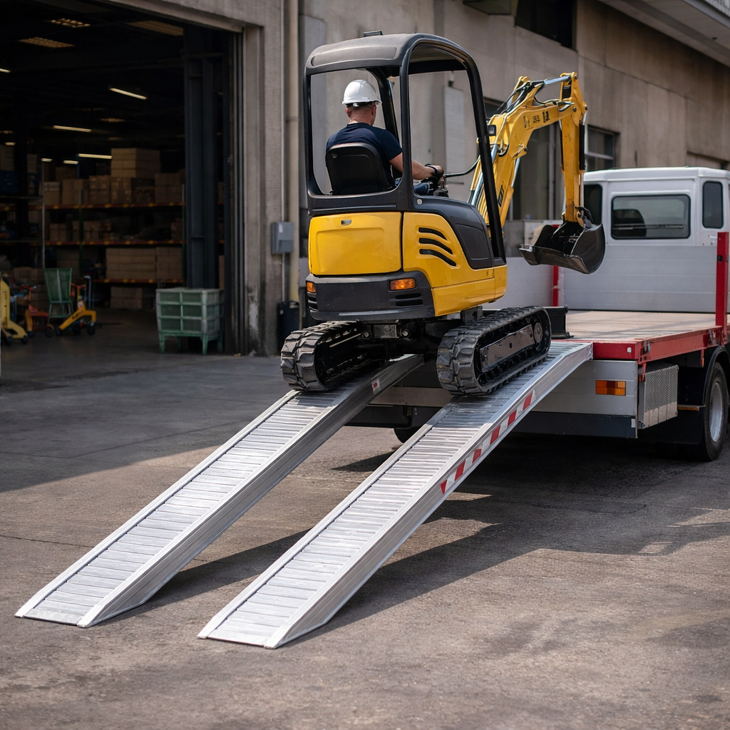 Aluminium Loading Ramps – 4000x360mm – 3435kg Capacity – Plant & Mini Digger Use