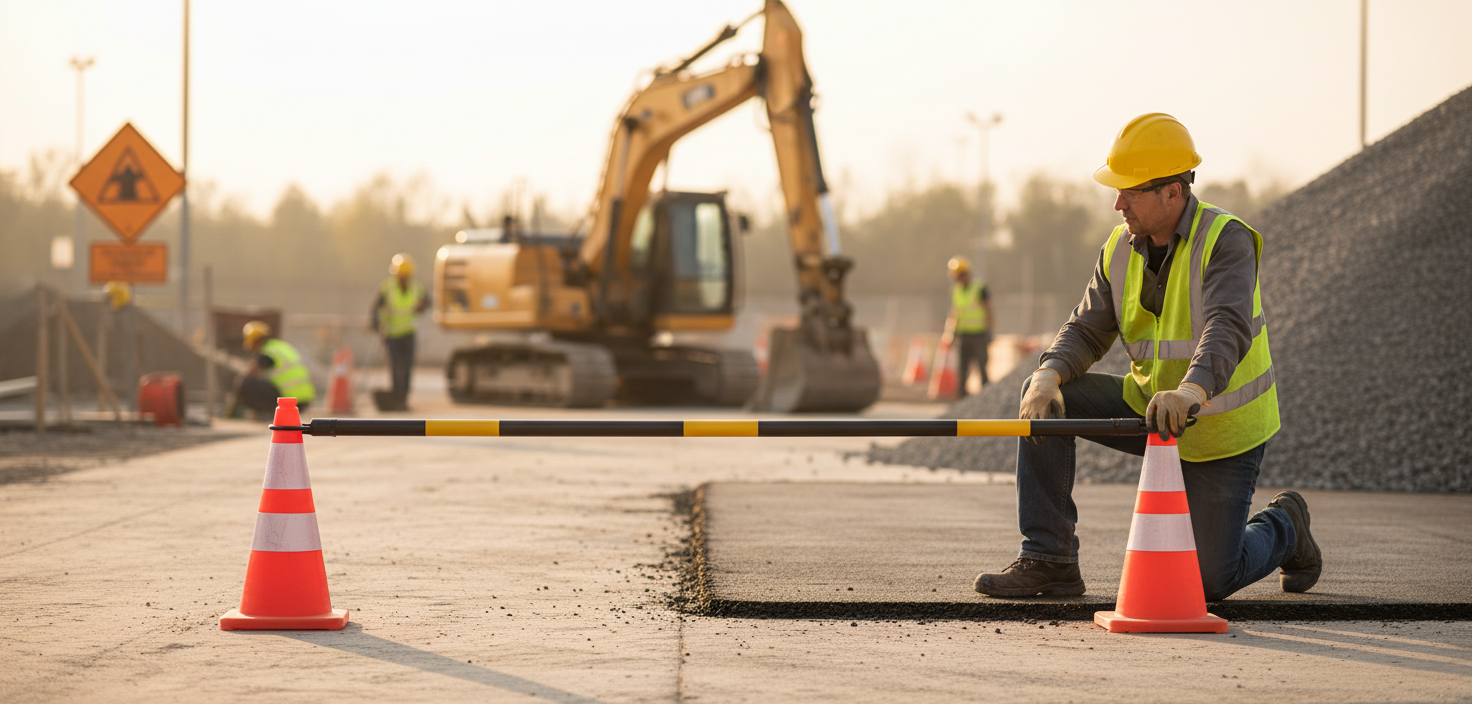 Premium Retractable Road Cone Bar for Traffic Management (1.30-2.15m) - Durable, Portable, and Adjustable Safety Solution