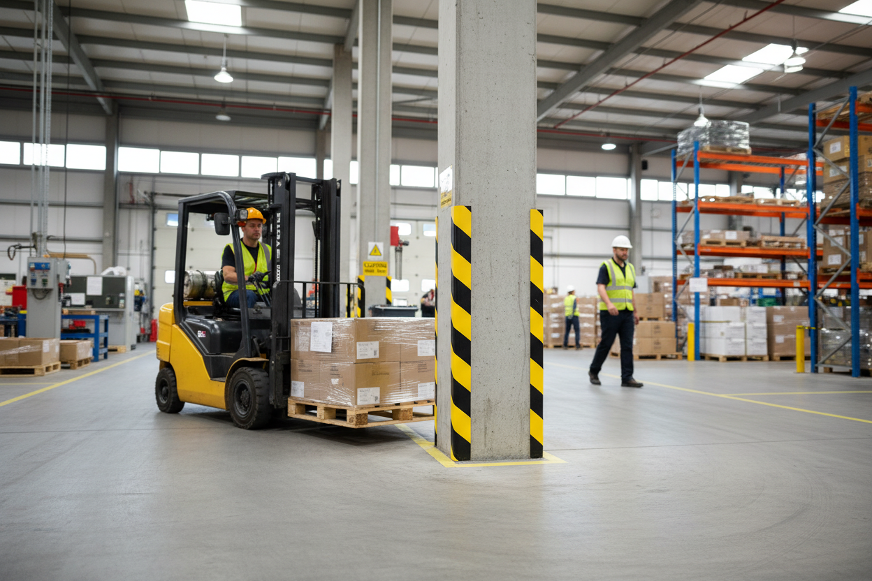 Premium Corner Protection Profile C25R - Self-Adhesive with High-Visibility Yellow/Black Striping for Impact Protection