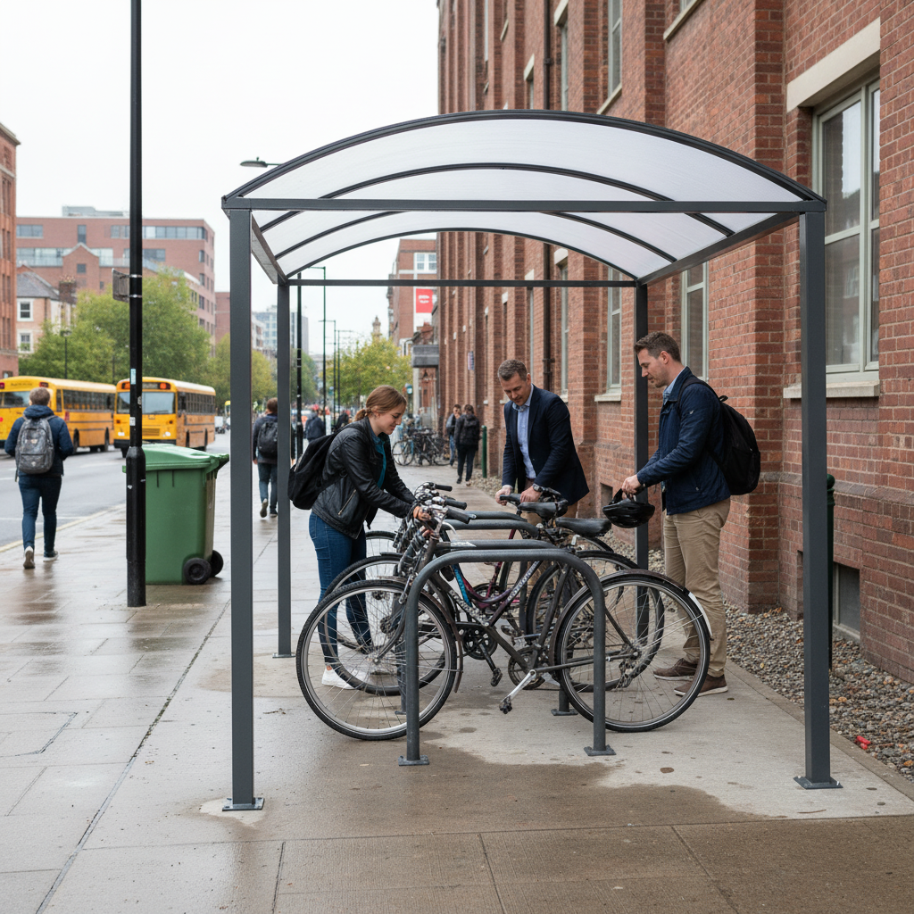 Premium Bike Shelter Extension Kit with Roof Panels and Adjustable Footplates for Enhanced Cycle Storage - Detail View | Barr
