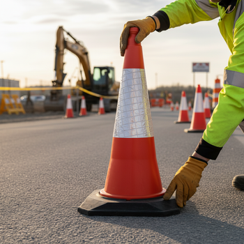 Premium Heavy Duty Traffic Cone - 750mm, UV Stabilized, Recyclable Materials with Reflective Sleeve for Safety
