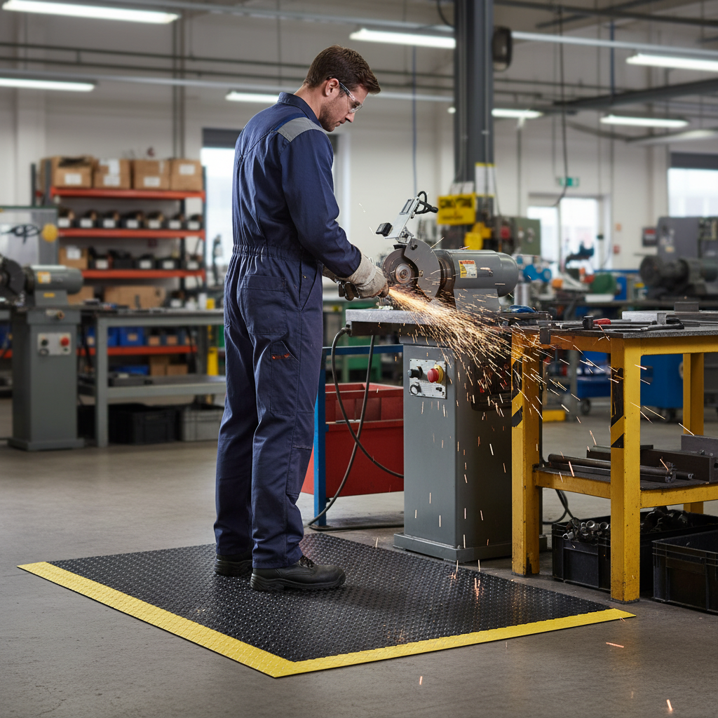 Premium Extra Thick Anti-Fatigue Matting for Workshops and Warehouses with Enhanced Traction... - side view | Barriers Co