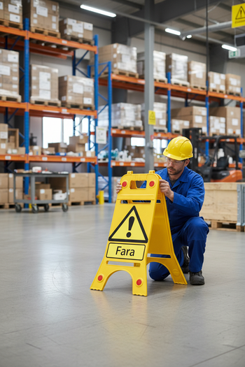 Premium Floor Standing Warning Sign for Chemical Spills - Durable, Reflective, and Foldable Design with Clear Messaging