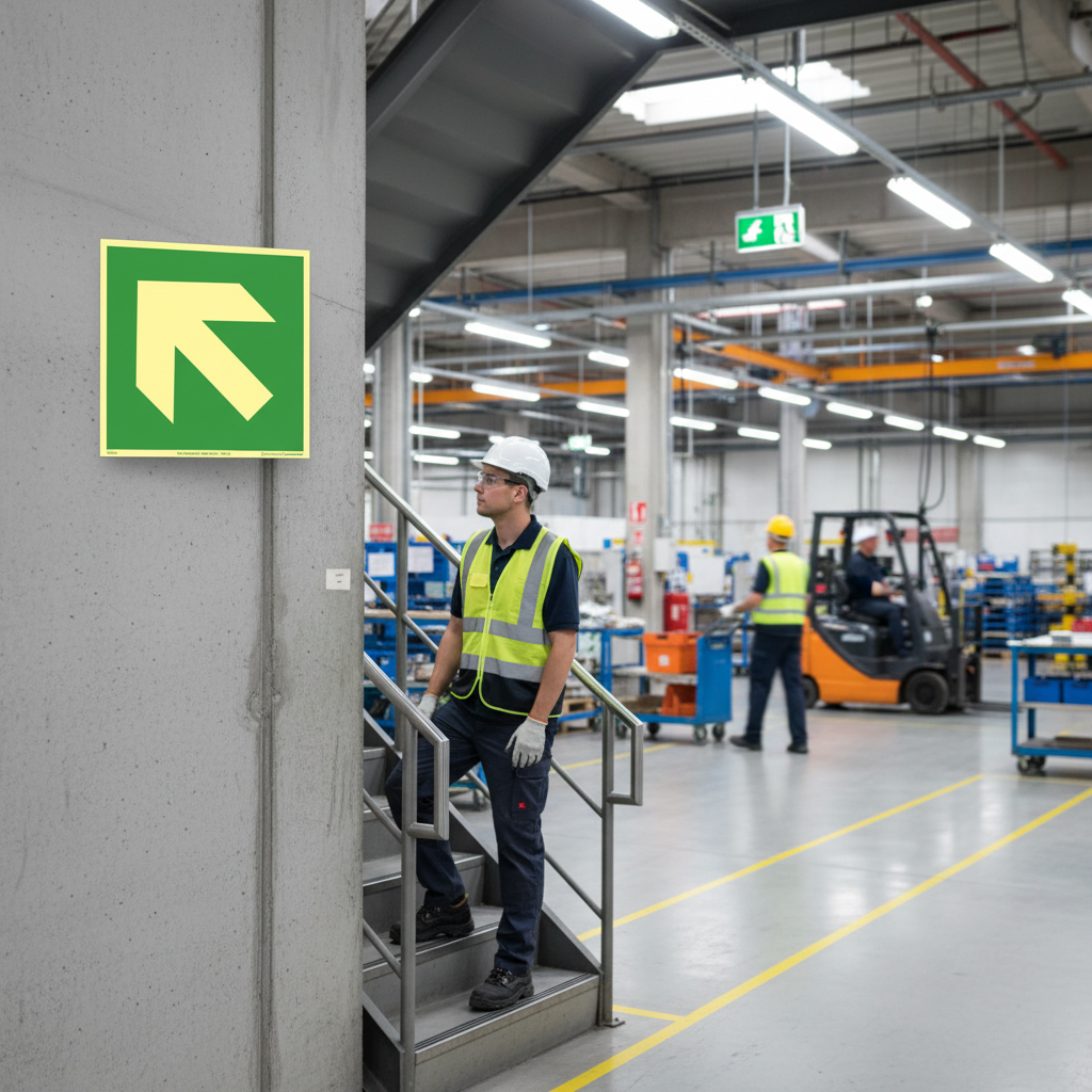 Premium Diagonal Directional Sign - Glow in the Dark, Aluminium Construction, Available in Multiple Sizes