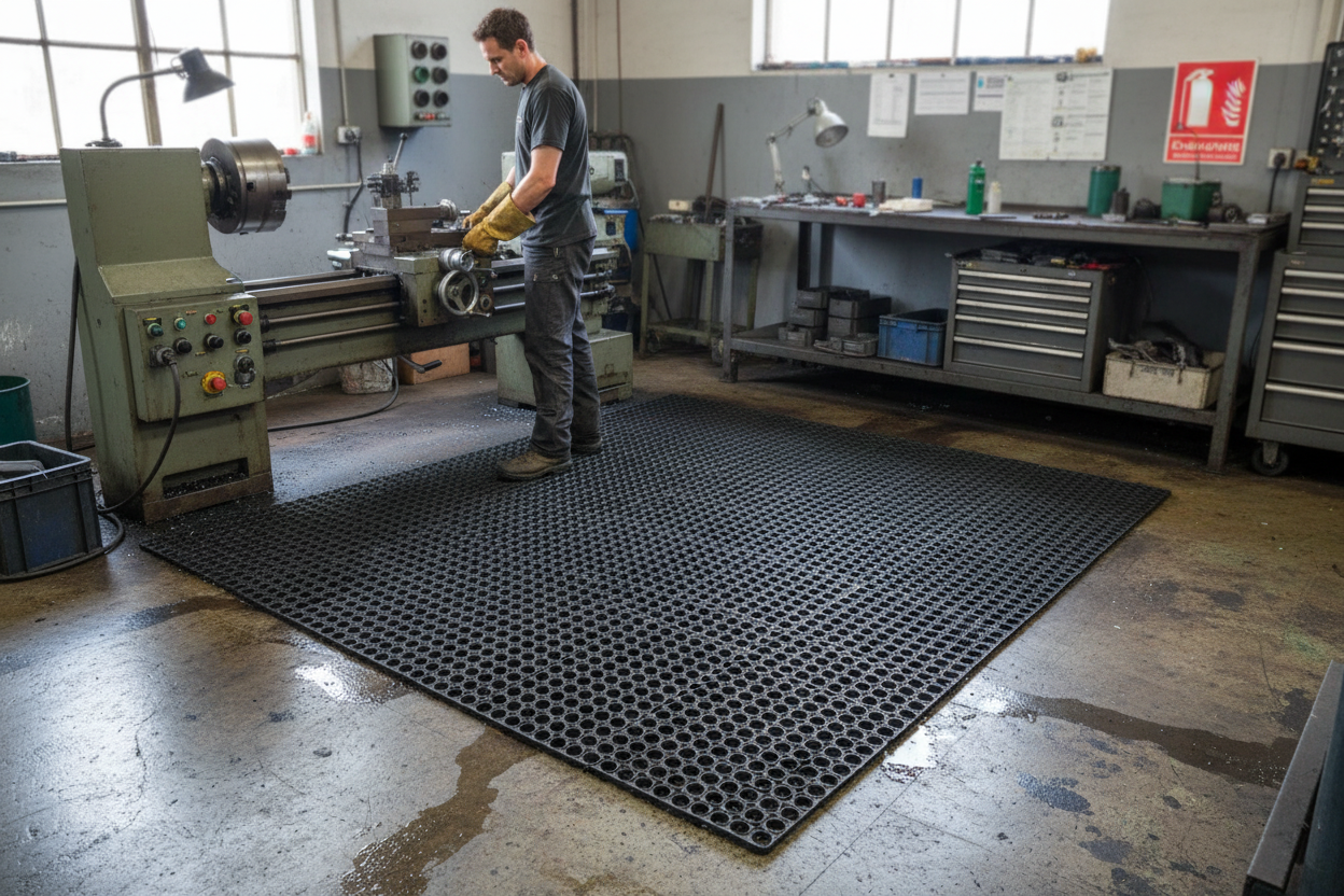 Premium Heavy Duty Interlocking Anti-Slip Rubber Mat for Wet and Dry Environments - Durable and Comfortable Surface