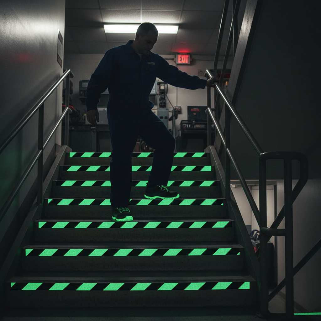 Premium Glow-in-the-Dark Anti-Slip Tape for Enhanced Safety in Low-Light Conditions, Ideal for Industrial and Emergency Use