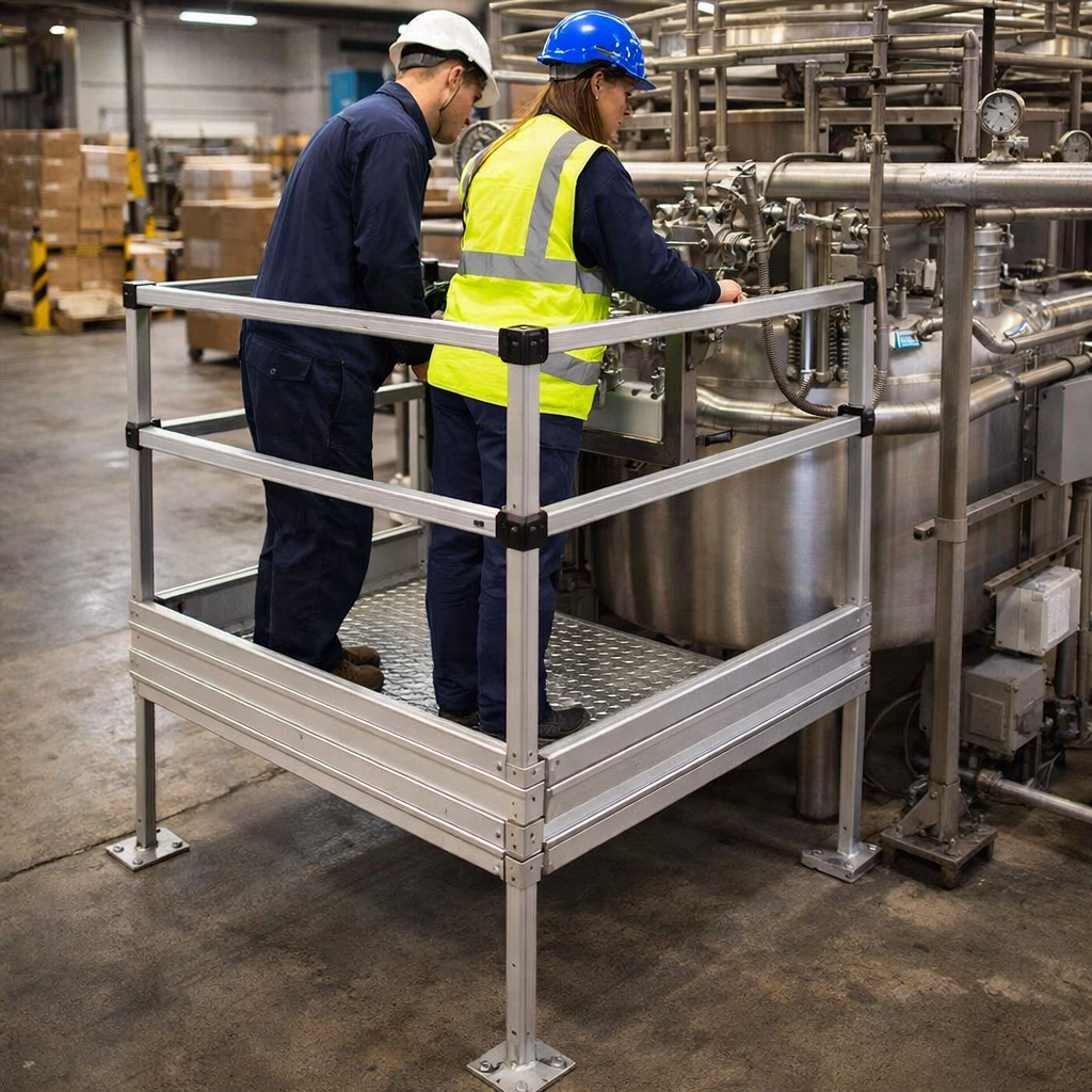 Platform Kit – 1100mm x 1100mm – Expanded Mesh Surface – Modular Ramp