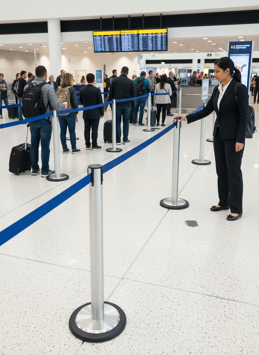 Premium Rollable Stanchion with 2.3m Belt - Heavy Duty Aluminum Construction for Easy Mobility and Versatile Use