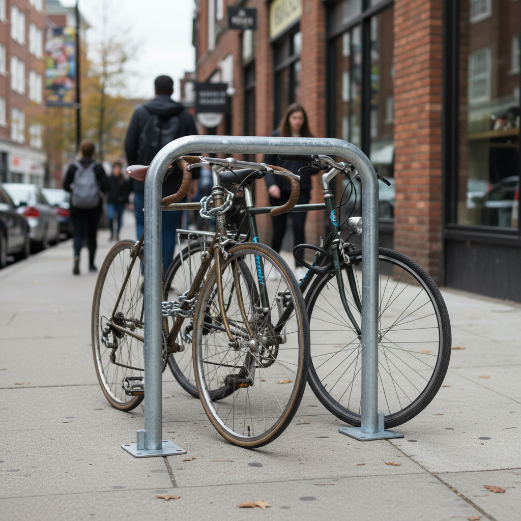Premium Heavy Duty Bike Stand with 48mm Diameter Tube for Secure Bicycle Parking - side view | Barriers Co