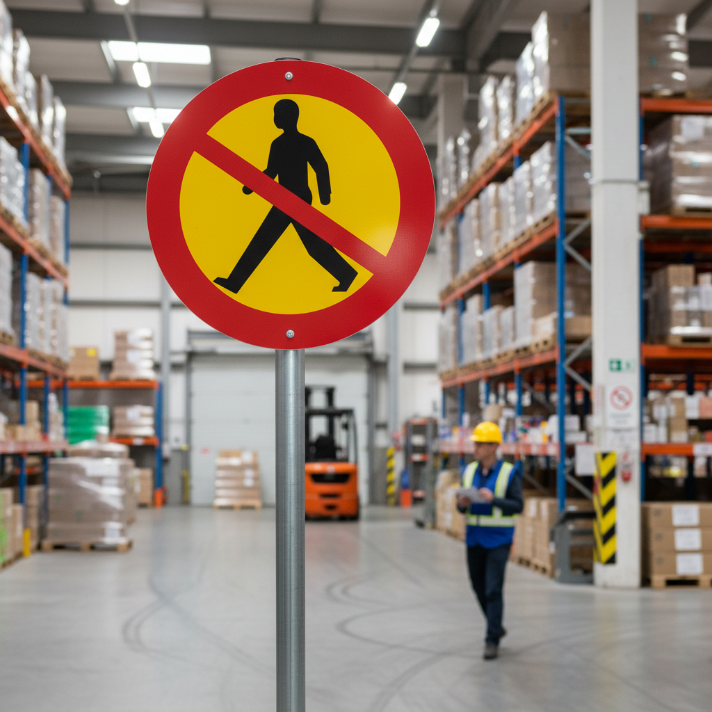 Premium C15 Prohibition Sign for Pedestrian Traffic with Reflective Coating, 600 mm Diameter for Industrial Use
