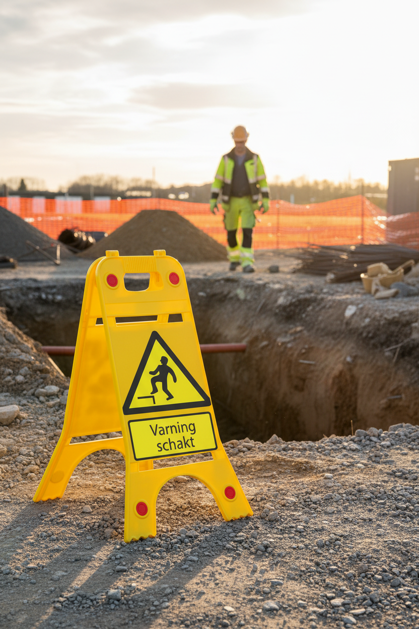 Premium Heavy Duty Floor Sign for Excavation Safety - Durable PP Material, Double-Sided with Reflectors for Increased Visibility