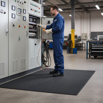 Premium Anti-Slip Electrical Matting for High-Voltage Insulation - 1000V Compliance, 6mm Thick, Natural Rubber Construction
