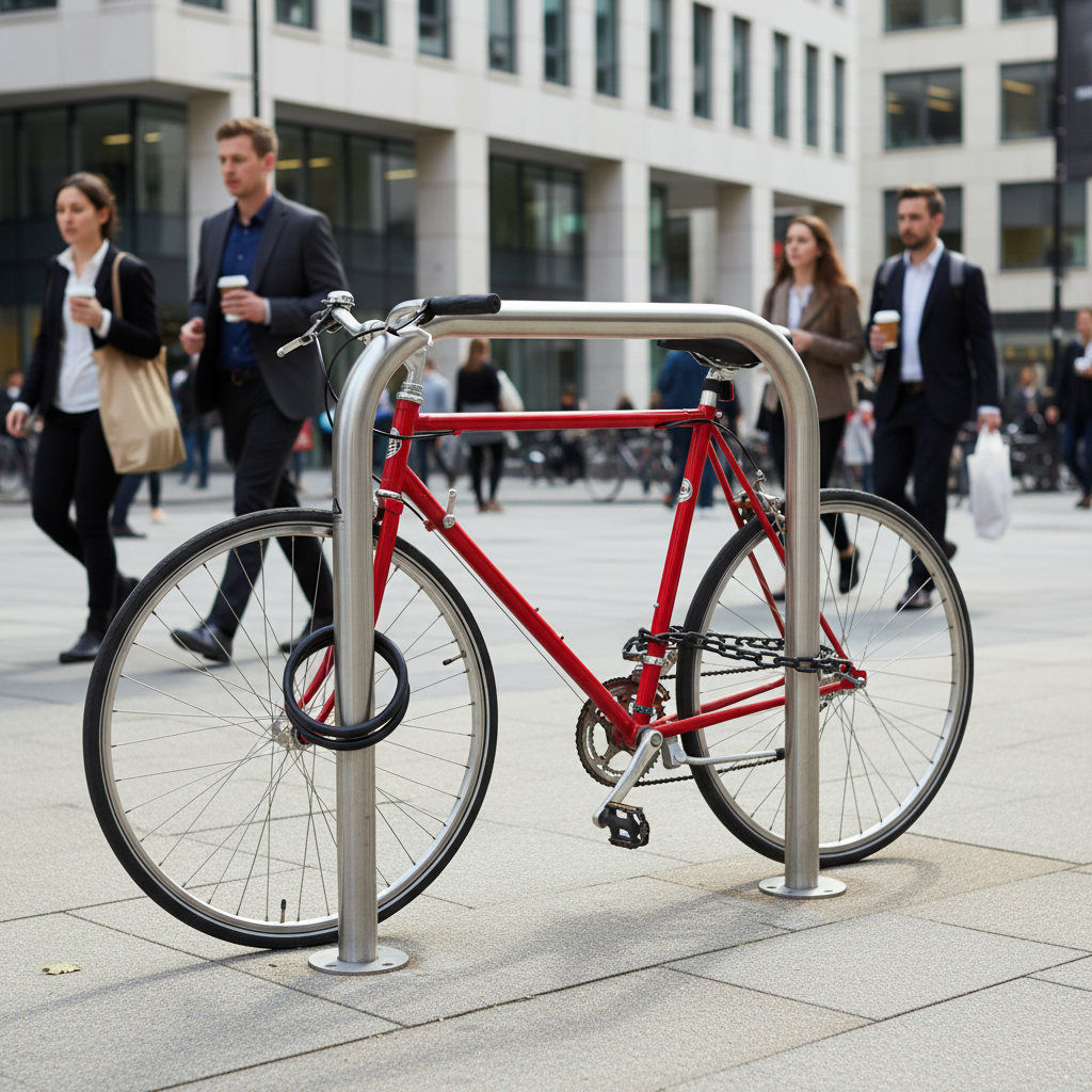 Premium Heavy Duty Stainless Steel Sheffield Bike Stand for Secure Locking with Surface... - side view | Barriers Co