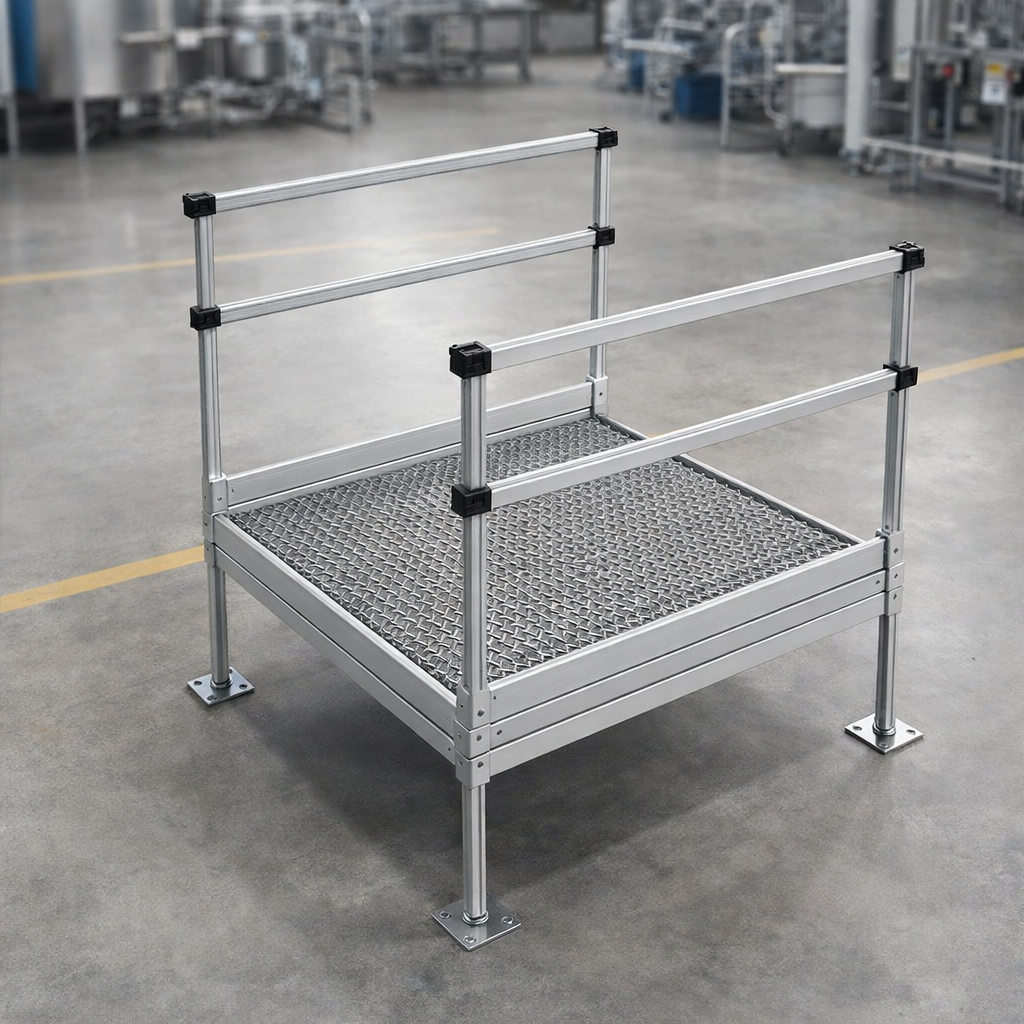 Platform Kit – 1100mm x 1100mm – Expanded Mesh Surface – Modular Ramp