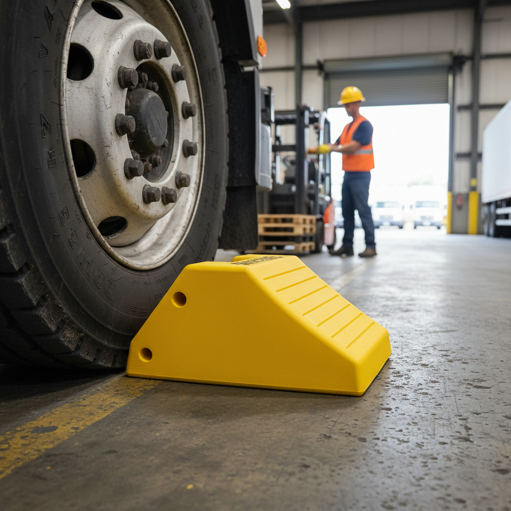 Premium Heavy Duty Wheel Chock for Tyres 241cm to 360cm with Replaceable Traction Pad and Carrying Handle