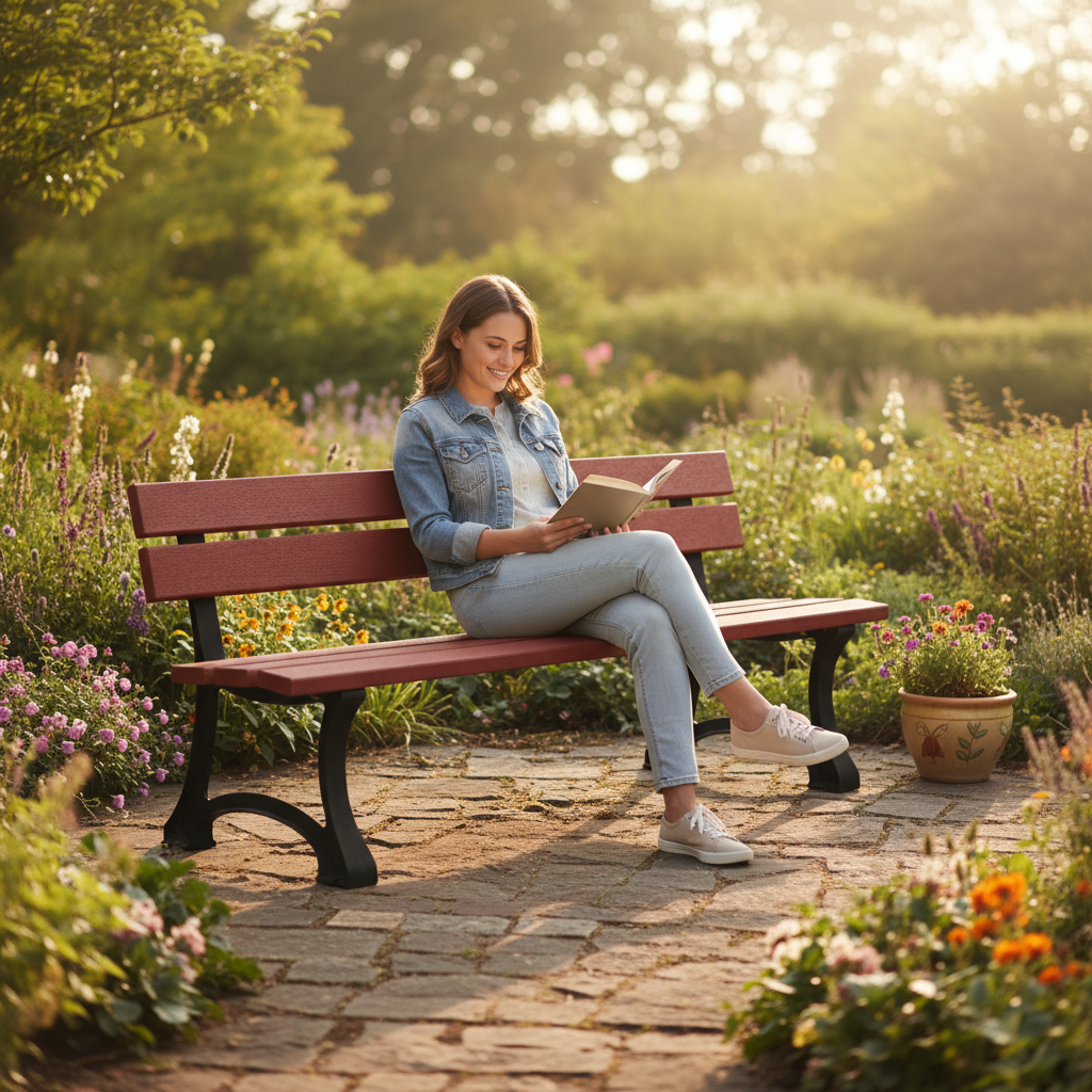 Premium Heavy Duty Mora Bench with Cast Steel Frame and Wooden Slats - Ergonomic Design for Outdoor Comfort | Barriers Co