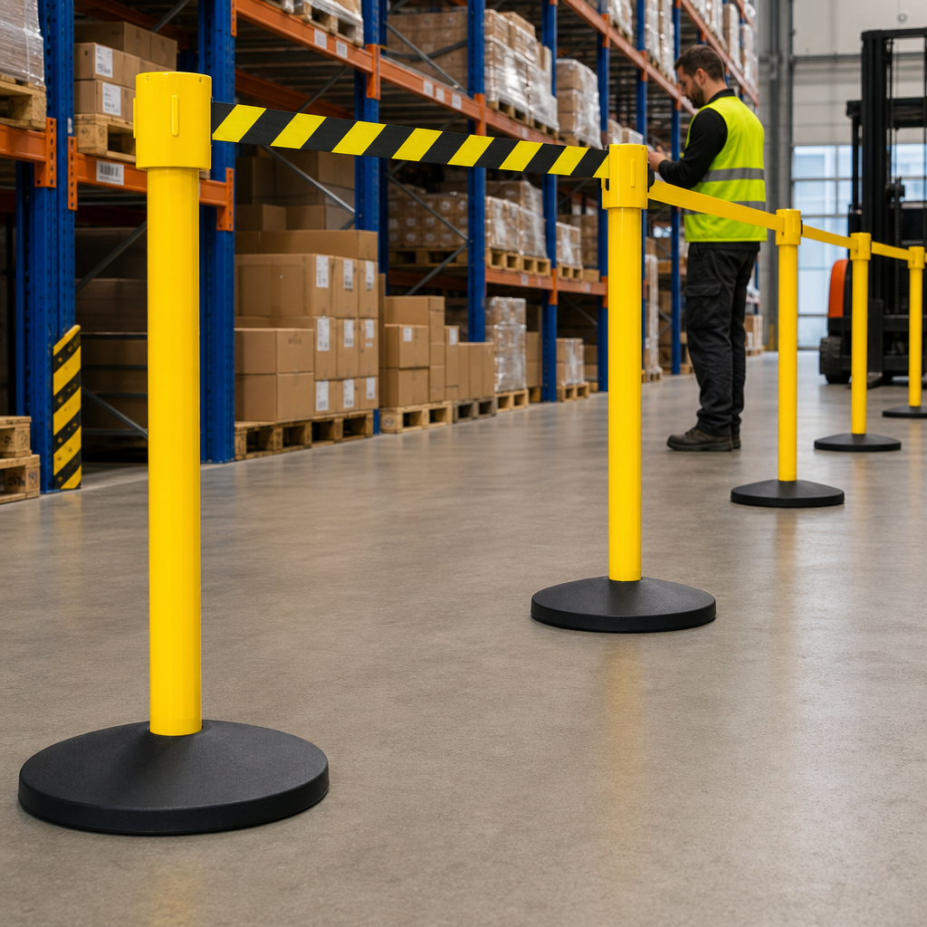 Aluminium Belt Barrier System 10.6m for Warehouses