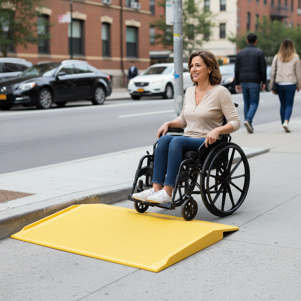 Heavy Duty Wheelchair Kerb Ramp for Up to 500kg with Non-Slip Surface and High Visibility Finish