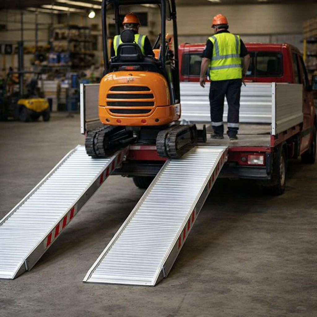 Aluminium Loading Ramps – 4000x400mm – 2500kg Capacity – Plant & Mini Digger Use