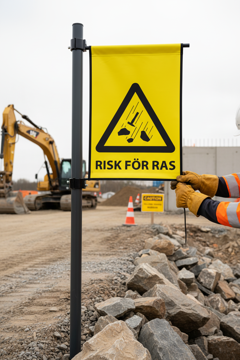 Professional Warning Flag with Text for Risk Awareness and Easy Setup - High-Quality Professional Grade for Industrial and Commercial Applications