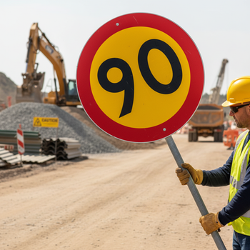 Premium Prohibition Sign - Maximum Speed 90 km/h, Ø 600 mm for Road Safety - High-Quality Professional Grade for Industrial and Commercial Applicat...