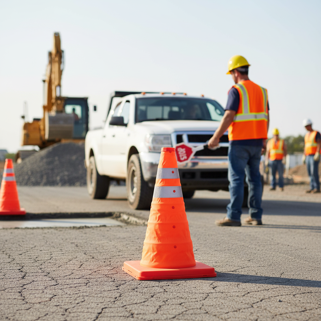 Premium Foldable Traffic Cone with Reflective Stripes - 40 cm for Enhanced Visibility and Safety in Emergency Situations