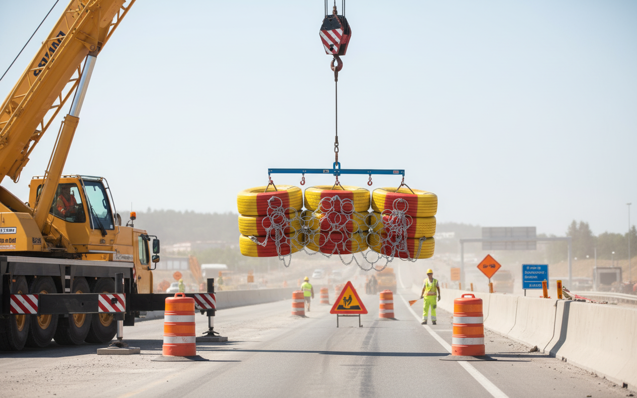 Premium Heavy Duty Lifting Sling for Traffic Barrier Management with Robust Design and High Strength for Safe Handling