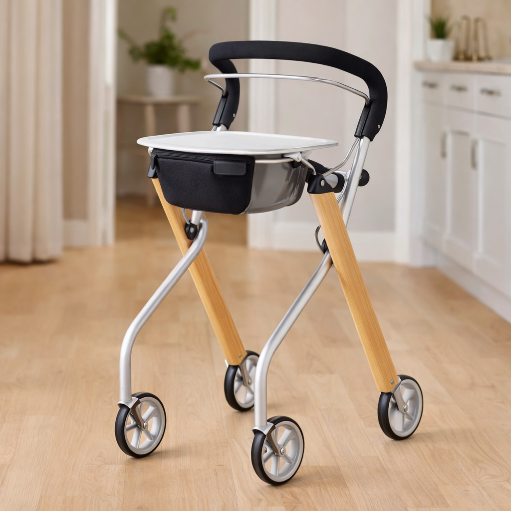 Indoor Rollator – White – Adjustable Height – Mobility Aid