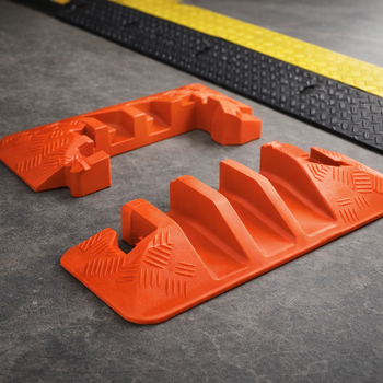 3 Channel Cable Protector – Orange End Caps – Polyurethane – Cable Safety