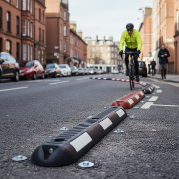 Premium Recycled Rubber Cycle Lane Separator with High Visibility Reflective Panels for Safe Traffic Management