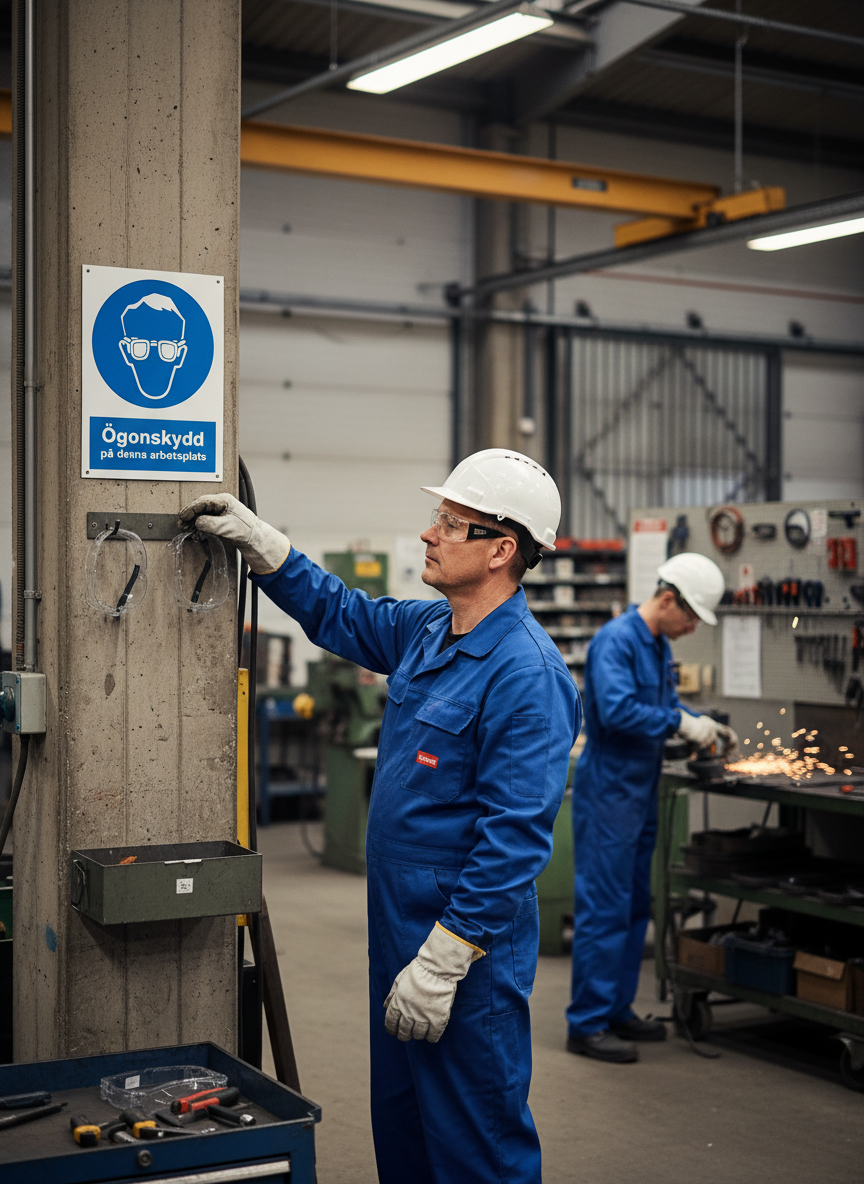 Premium Safety Sign - Eye Protection Required for Workplace with Various Mounting Options and Sizes for Clear and Professional Communication