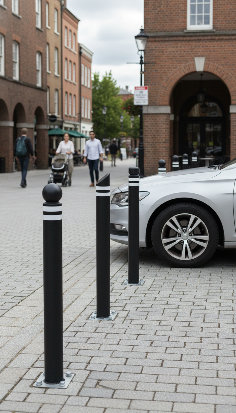 Premium Multi-Purpose City Bollard - Flexible Rubber Traffic Safety Pole with 3M Reflective Tape for Enhanced Visibility