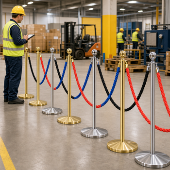 Post and Rope Barrier Set with Ball Head for Event Management (Package of 2 Posts & 1 Rope)