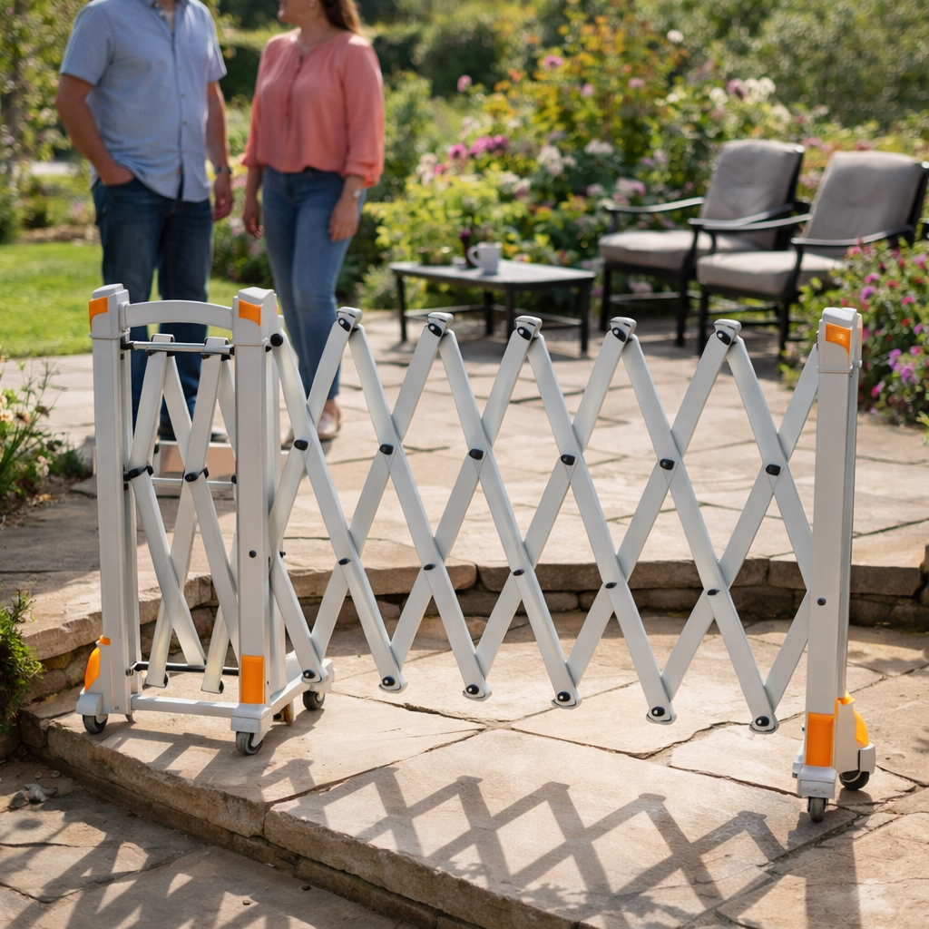 Retractable Safety Barrier – 2m Expandable – Aluminium, Corner Reflectors – Commercial Use