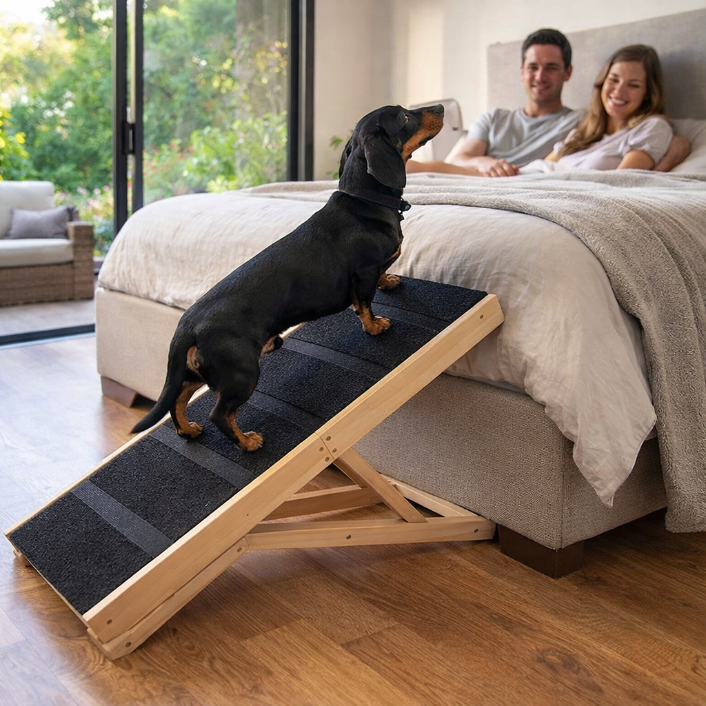 Adjustable Dog Ramp – Black – 50kg Capacity – Indoor Pet Access