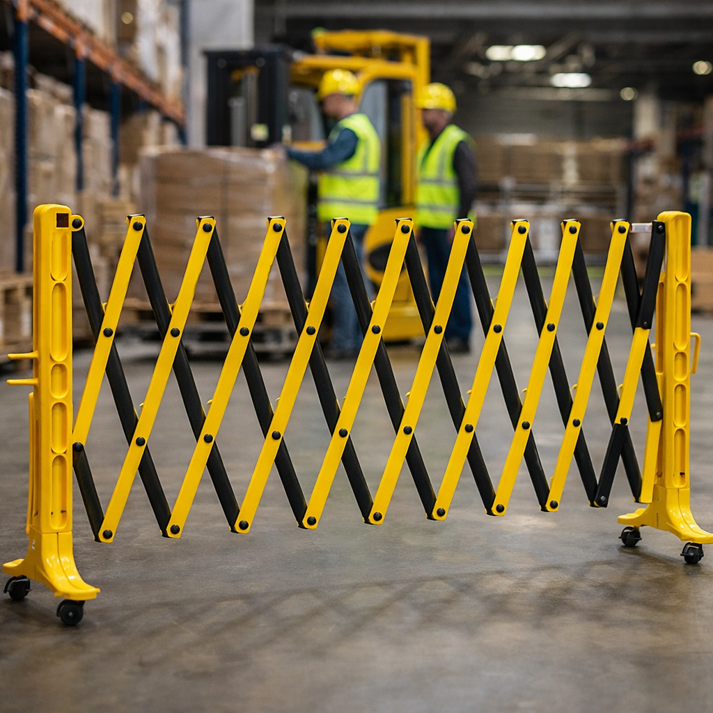 Expandable Barrier on Wheels – Black & Yellow – 3.5m – Commercial Use