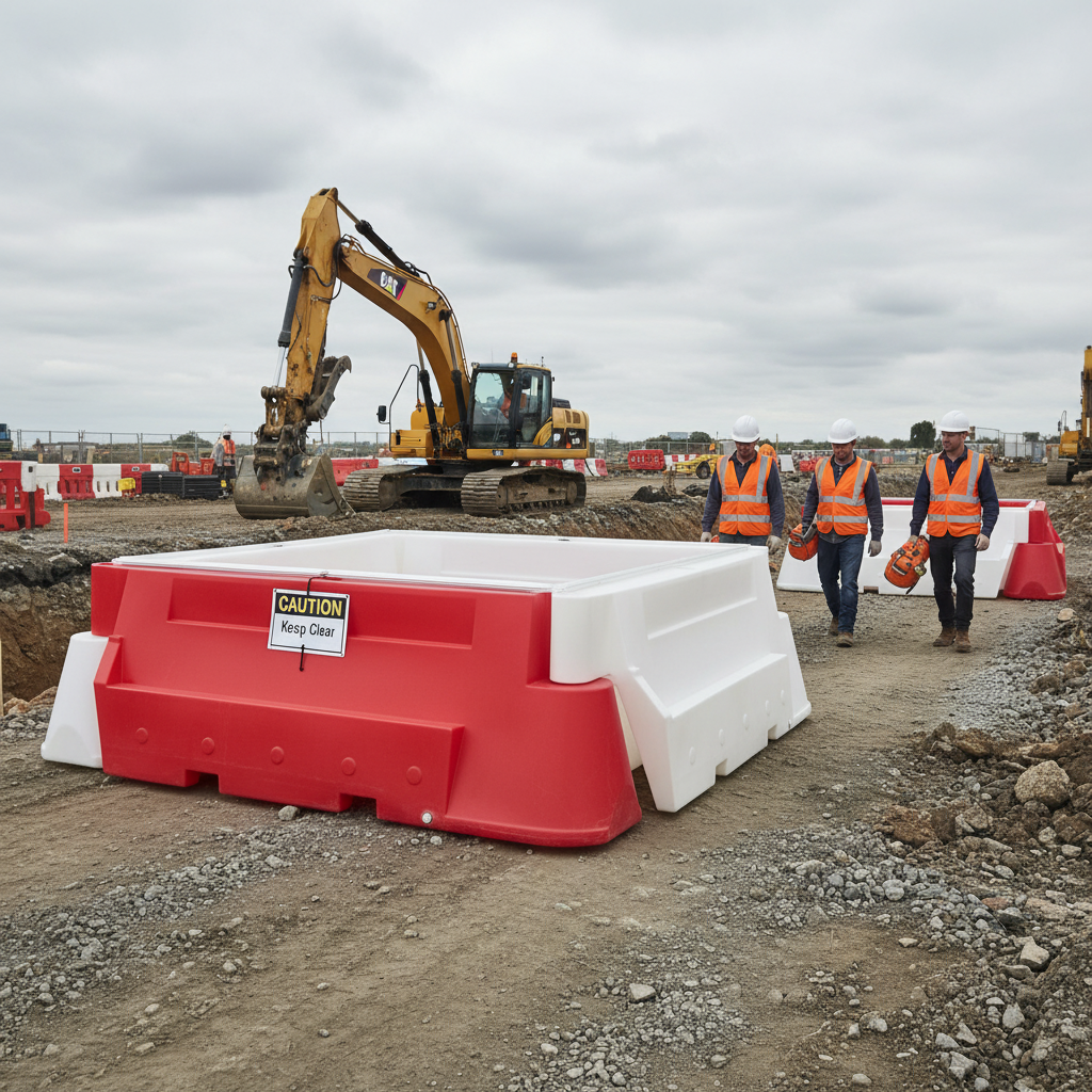 Heavy Duty Water Filled Barrier 2m Tall with Interlocking Design and High Wind Resistance for... - side view | Barriers Co