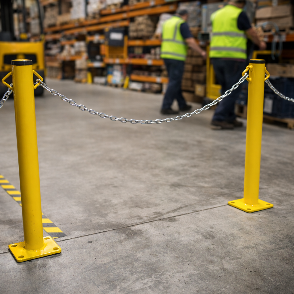 Fixed Security Bollard – Yellow – 610mm Height – Commercial Use